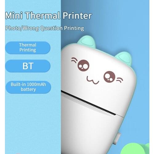 Portable mini thermal printer wireless BT 200dpi photo label memo error problem printing with USB cable imprimante portable
