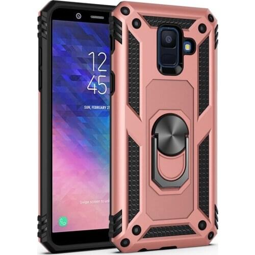 Luxury Armor Shockproof Phone Case For Samsung Galaxy A6 A8 Plus 2018 A7 A9 2018 Full Cover Car Magnetic Ring Bumper Cases