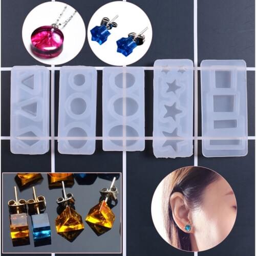 Diy Crystal Epoxy Gel Silicone Mold Jewelry Earrings Earrings Silicone Mold Oval Star Pendant Hanging Mould