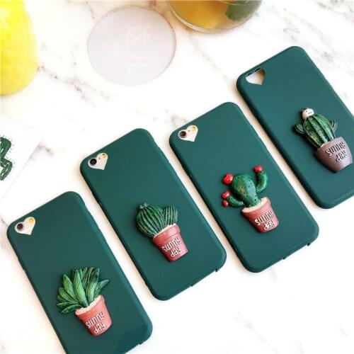 Japan 3D cactus Kawaii Soft Phone Case silicon For iphone cover X XR XS Green coque for iPhone 6 6s 7 8 Plus cute cases Fundas