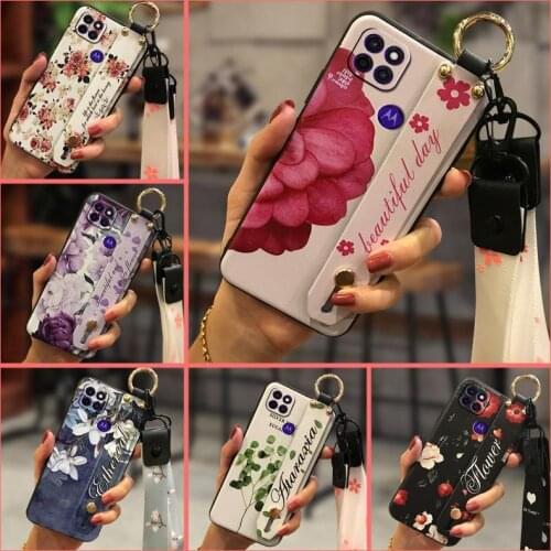 Silicone Phone Holder Phone Case For MOTO G9 Power Shockproof Durable Wrist Strap Soft Case