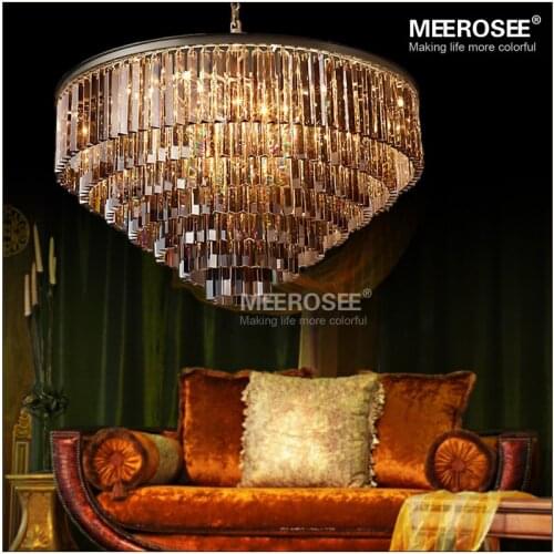 Modern Crystal Chandelier Light Elegant K9 Crystal Smoky Gray Crystal Suspension Lamparas for Cafe Restaurant Hotel Lighting