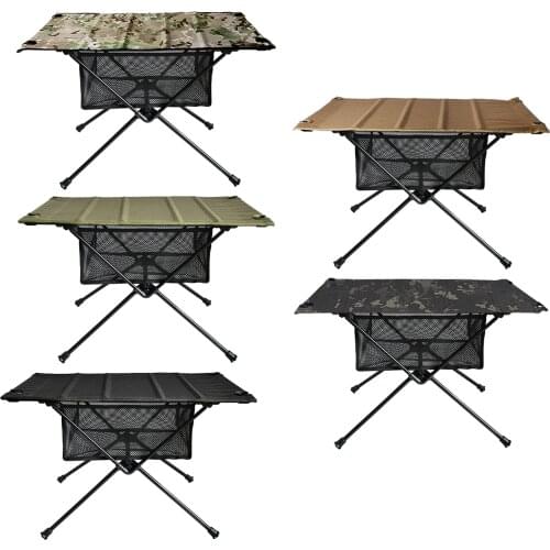 Outdoor Folding Table with Net Pocket Coated Oxford Cloth Portable Lightweight Foldable Aluminum Alloy Desk for Picnic Camping