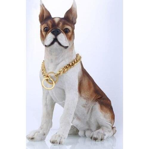 Tiasri 12-30inch 15mm Heavy Stainless Steel Gold Tone Curb Cuban Link Dog Chain Colla Best Gift Hot Sale Pet Supplies Accessory