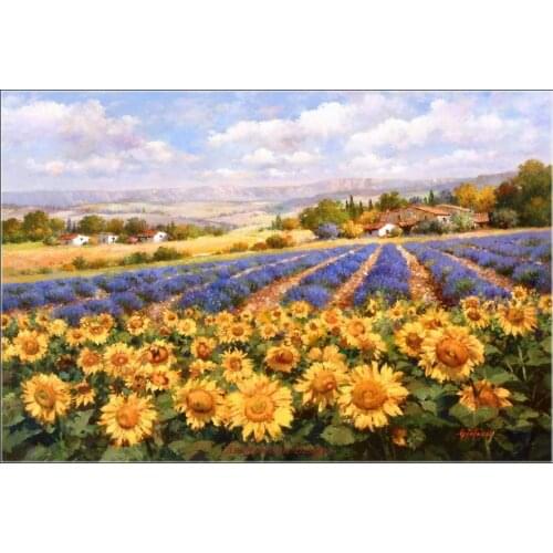 Embroidery Counted Cross Stitch Kits Needlework - Crafts 14 ct DMC Color DIY Arts Handmade Decor - Fields of Lavender & Sun
