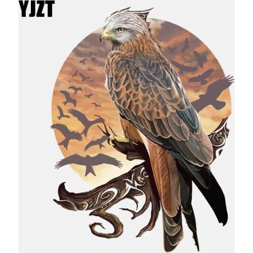 YJZT 12.6CM*16.8CM Eagle Chasing The Sun Decal PVC Car Sticker 11-01208