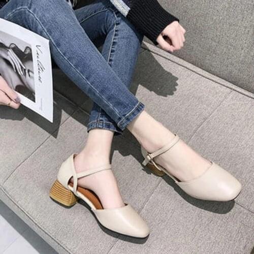 2021 Women Fashion Sandals Fairy Wind Student Wild New Summer Shoes Word High Heels Thick With Heel