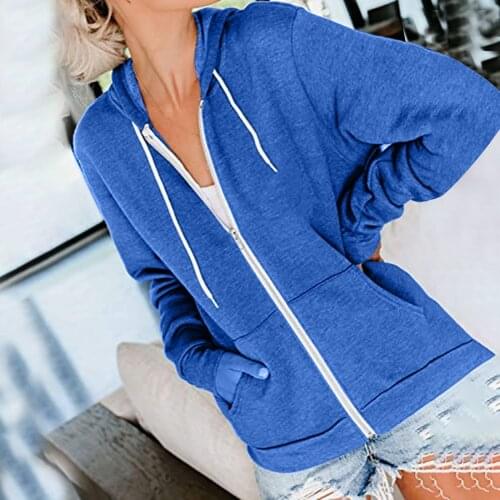 Womens Full Zip Long Sleeve Pullovers Oversized Harajuku Hoodie Clothes Pocket Sweatshirt Women Korean Style Streetwear Tops