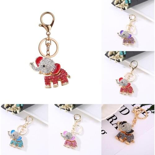 BLUELANS Cute Elephant Keychain Sparkling Full Rhinestone Car Key Ring Women Bag Ornament sleutelhanger camping брелок учителя