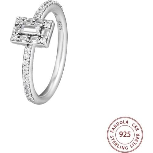 Authentic 925 Sterling Silver Clear CZ Luminous Ice Ring Decorate Finger Rings for Women Wedding Original Jewelry Making