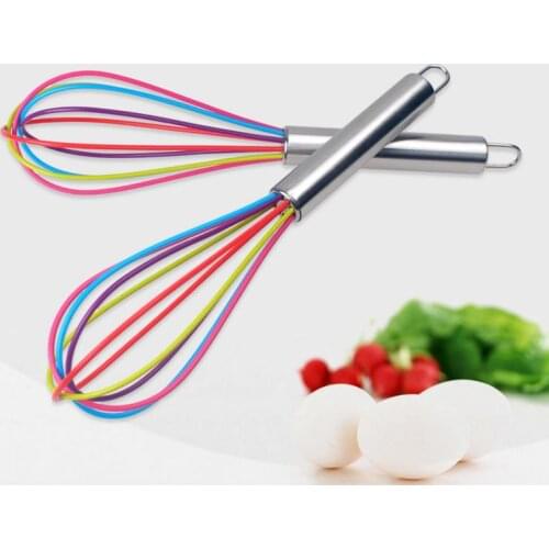 1pc Stainless Steel Drink Whisk Mixer Egg Whisk Silicone Egg Beaters Kitchen Tools Hand Egg Mixer Cooking Foamer Wisk Cook Mixer