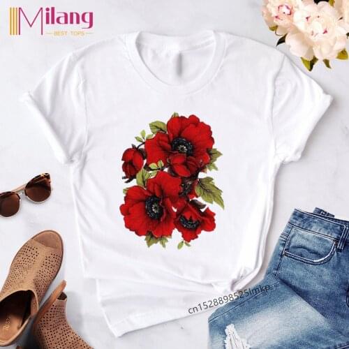 2021 90s Floral Beach Holiday Cute Summer Short Sleeve Women T Shirt Fashion Clothes Print Tshirt Female Tee Top Graphic T-shirt