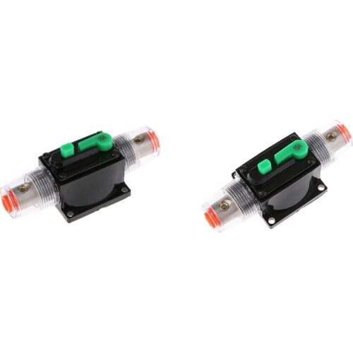 Car Audio Inline Circuit Breaker Support Push Button Manual Reset 12V/24V/32VDC 15Amp, 2Pack
