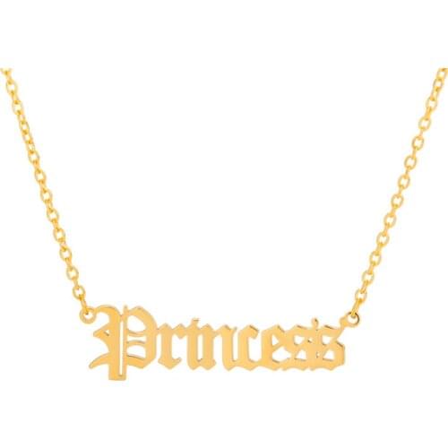Royal Princess Necklace Birthday Jewelry Babygirl Angel Baby Pendant Stainless Steel Chain Initials Choker Women Fashion