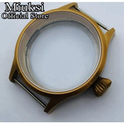 Miuksi 43mm sapphire glass sterile steel coffee watch case fit ETA 6497,6498 Sea gull ST3600,st3601-1 movements
