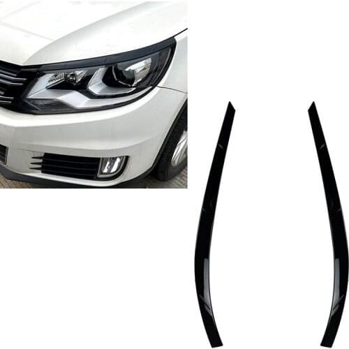 For Tiguan MK1 2011-2016 Black Car Sticker Front Headlights Eyebrow Eyelid Trim Cover Accessories ABS