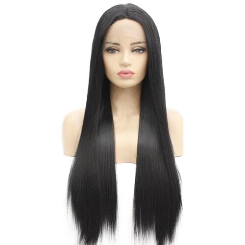 Long Black Straight Wigs Hair Synthetic Lace Front Wigs for Women with Heat Resistant Fiber Hair Replacement Wig Long Soft Hair