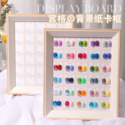 Nail art display board Japanese 30 grid retro work display photo frame double-sided collagen wood photo frame + nail piece set