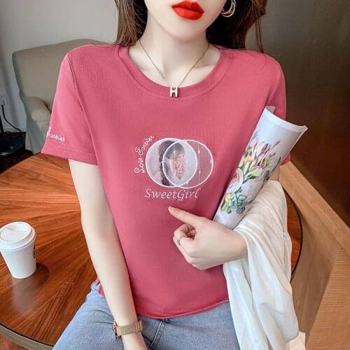 Europe Style Short Sleeves embroidery T Shirt Short Hot Sales Female Tshirt Women Fashion Graphic T-Shirt women clothes