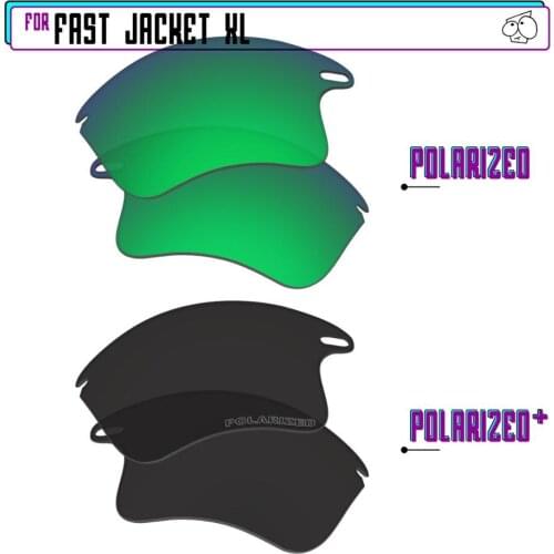 EZReplace Polarized Replacement Lenses for - Oakley Fast Jacket XL Sunglasses - Black P Plus-Green P