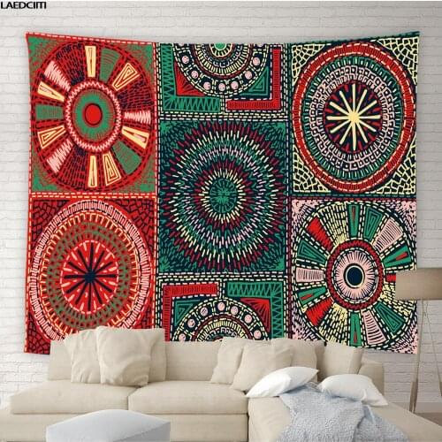 Mandala Floral Tapestry India Mexico Geometric Stripe Tribal Pattern Background Wall Hanging Cloth Living Room Bedroom Decor
