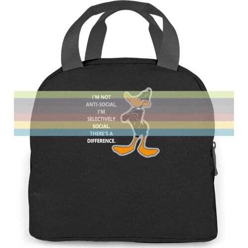 I'm Not Anti-Social Daffy Duck Custom Made Print Mens Hot Game women men Portable insulated lunch bag adult