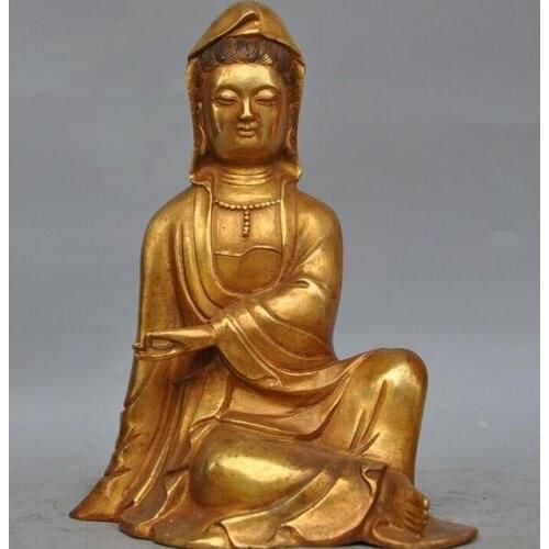 China Buddhis bronze Gilt freedom goddess Kwan-yin Guanyin Quanyin Buddha statue