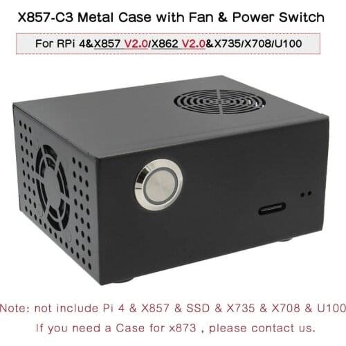 Raspberry Pi X857-C3 Matching Metal Case / Enclosure for Raspberry Pi 4B & X857 V2.0/ X862 V2.0 / X873 & X735