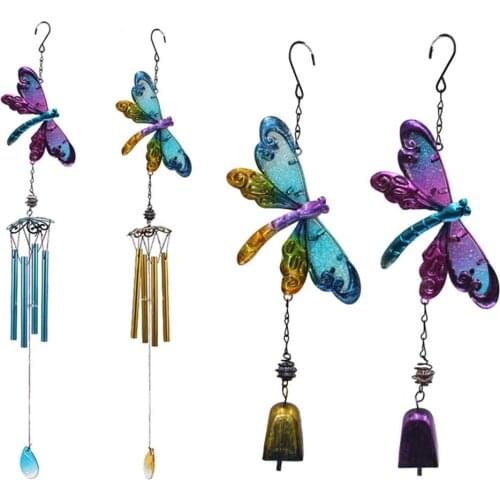 Colorful Dragonfly Pendant Bell Tube Wind Chimes Indoor Outdoor Garden Decor Wall Hanging Decoration Outdoor Decor wind chime