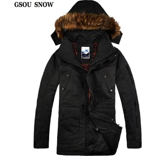 GSOU SNOW Men Jacket Windproof Waterproof Outdoor Sport Wear Camping Skiing Hiking Coat Male New Style Warm Thicken Clothing Hot