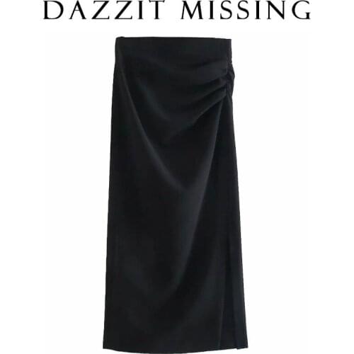 2021 summer new high waist split vertical pleat skirt skirt DLbsq189