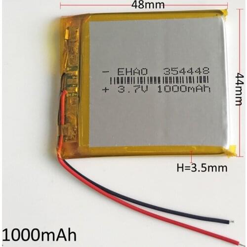 3.7V 1000mAh 354448 Lithium Polymer LiPo Rechargeable Battery li ion cell For Mp3 DVD PAD camera recorder Speaker PSP 3.5*44*48