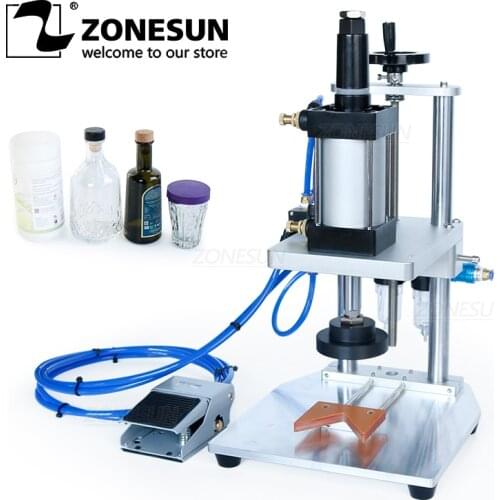 ZONESUN Desktop Pneumatic Wine Bottle Wooden Cork Cap Lid Pressing Capping Machine Capper Tool