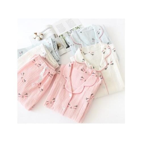 New cotton thin confinement clothing double-layer washed crepe breastfeeding maternity clothing spring and autumn model