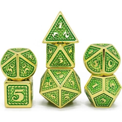 2020 New DnD Metal Dice RPG MTG Dice Include Dice Pouch A Variety of Colors D4 D6 D8 D10 D12 D20 Dragon scale style metal dice