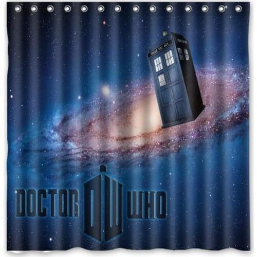 Novelty Item!Doctor Who Tardis And Space Nebula Background Printed Waterproof Polyester Shower&Bath Curtain( 180X180CM)