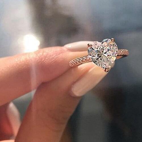 New Zircon Heart-Shaped Ring New European And American Engagement Party Ring Jewelry Valentines Day