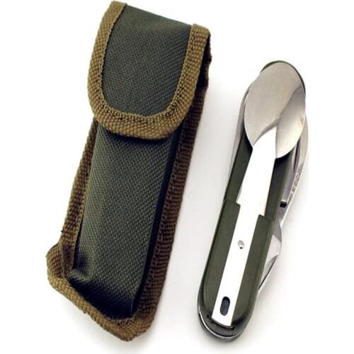 2018 New Folding Portable Stainless Steel Camping Picnic Cutlery Knife Fork Spoon Bottle Opener Flatware Tableware Travel Kit