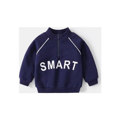 2021 Fall Boys Stand Collar Sweatshirt Baby Boys Letter Korean Half Zipper Street T Shirt Kids Casual Print Pullover Sweatshirt