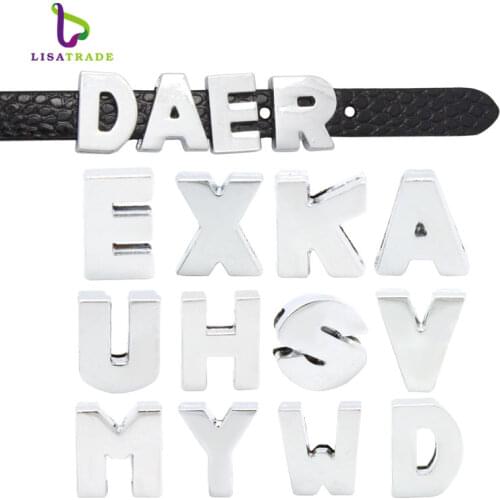130PCS 8MM Slide charms Letters English Alphabet A-Z Fit Bracelet Wristband /Pet Name Collar Dog Collar LSSL09*130