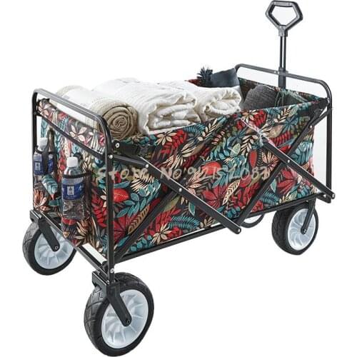 Outdoor Camping Carts Pull Carts Folding Small Trailers Camping Fishing Trolleys Moving Artifact Shopping Carts