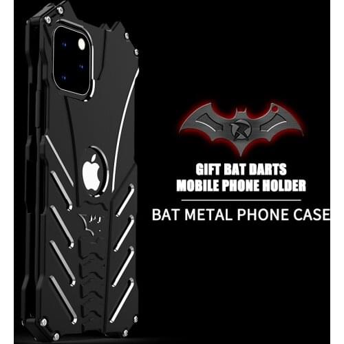 R-JUST Armor Heavy Dust Rugged Metal Aluminum Case for Iphone 11 Pro Max Shockproof Powerful Kickstand Cover for Iphone 7 8 Plus