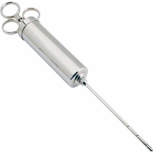 Stainless Steel Meat Injector Syringe with 3 Marinade Injector Needles, 2-oz Large Capacity 3 Cleaning Brushes 1 Juice Brush