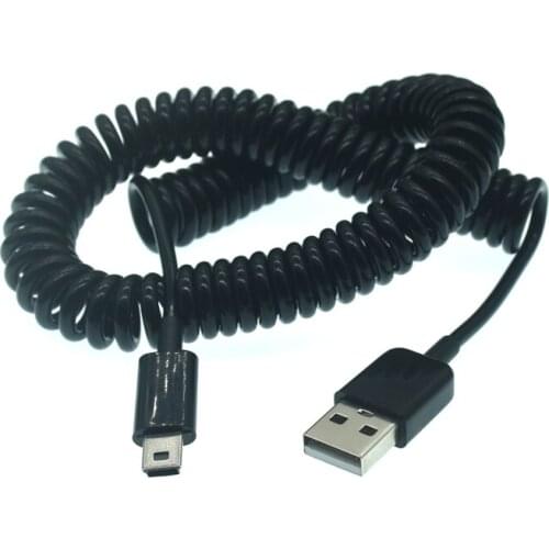USB 2.0 to Mini USB Cables Mini USB Coiled Spiral Spring Data Charging Adapter Cable 50cm/0.5m 200cm/2m