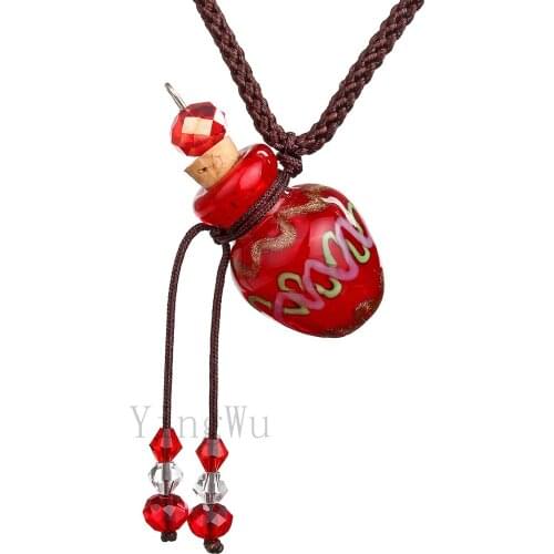 YingWu Lampwork Glass Bottle Pendant Necklace Perfume Essential Oil Diffuser Handmade