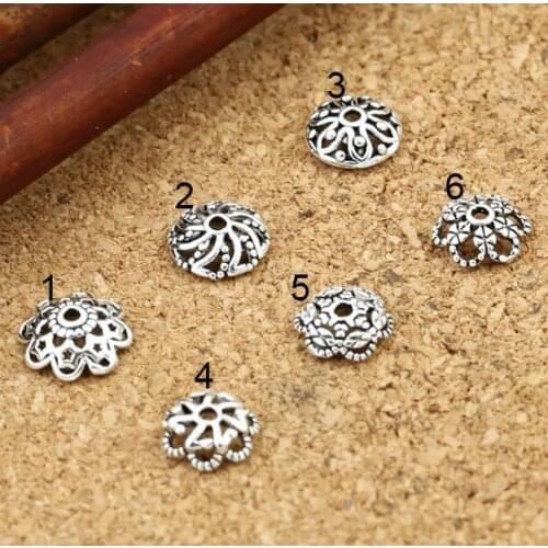 Vintage Handcrafted 925 Silver Beads Cap Hollowed Bead Caps Sterling Silver Jewelry Accessories Bead Cap
