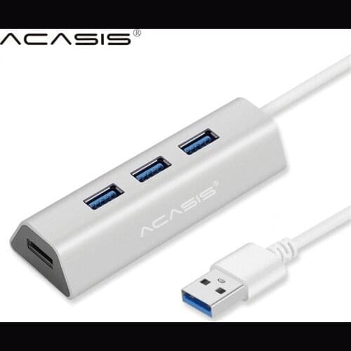 Acasis High Speed Multi USB 3.0 Hub 4 Port Hub USB 3,0 with Power Adapter for PC Computer Accessories Aluminum USB Splitter#25