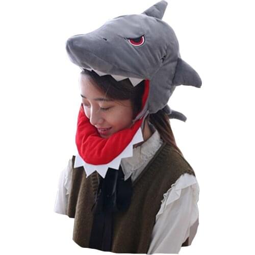Japanese cute plush shark headgear shark hat plush toy hat stuffed toy cap