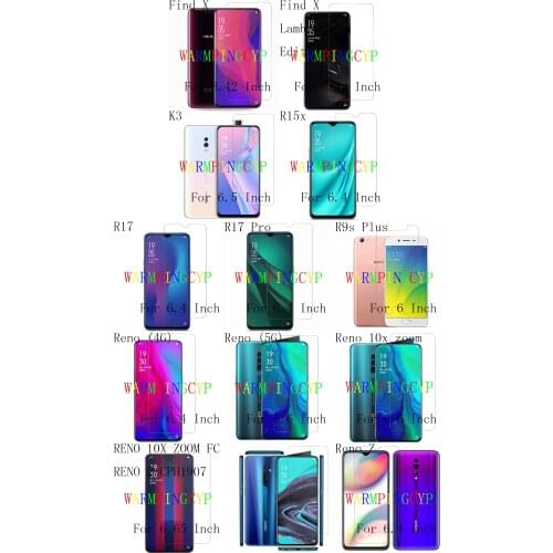 Screen Protector Film For OPPO Find X Lamborghini Edition K3 R15x R17 Pro R9s Plus Reno 4G 5G 10x zoom FC BARCELONA 2 CPH1907 PC