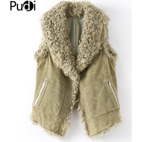 Womens winter genuine leather vest leisure lady female real sheep fur coat jacket overcoat Cloth B401709